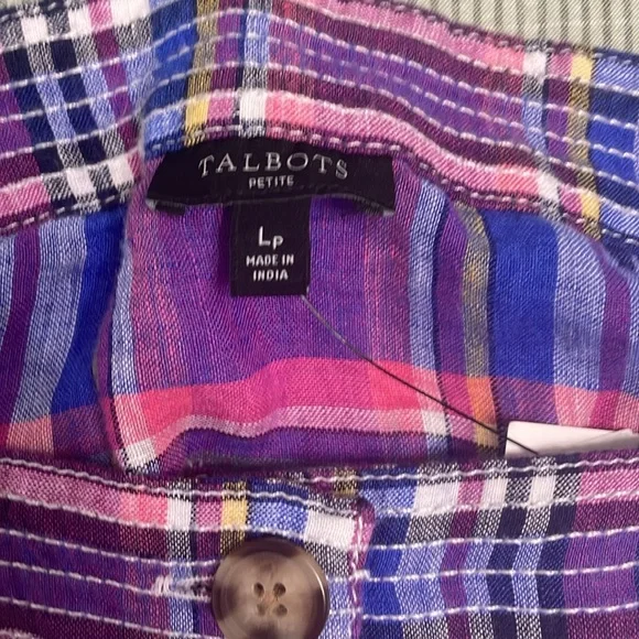 Talbots plaid linen top - Picture 2 of 5